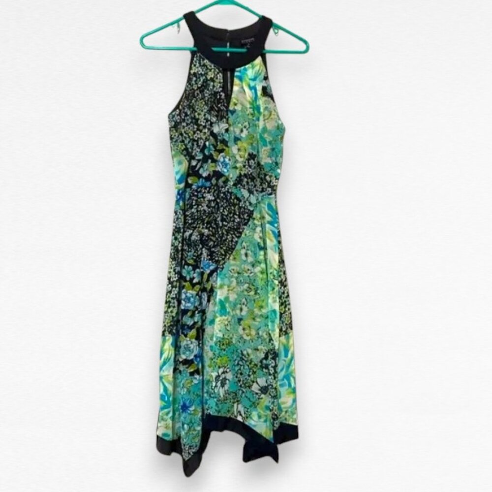 Blue Floral Halter Dress